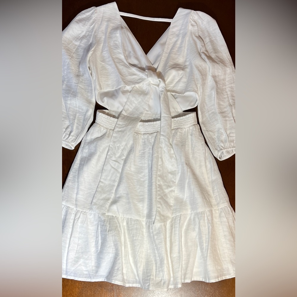 Express Solid Tie Back Ruffle Hem Mini Dress Size… - image 5